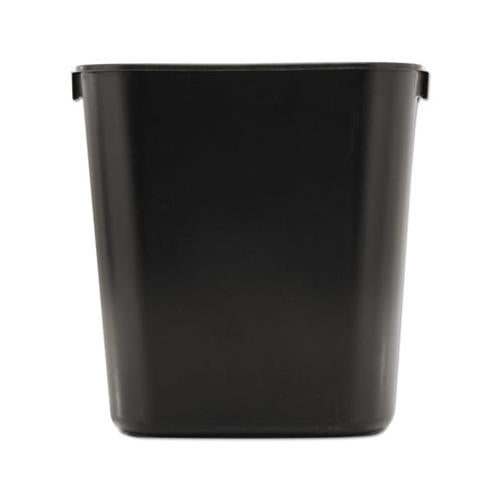 Deskside Plastic Wastebasket, Rectangular, 3.5 Gal, Black
