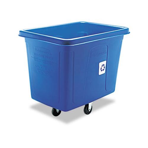 Recycling Cube Truck, Rectangular, Polyethylene, 500 Lb Capacity, Blue