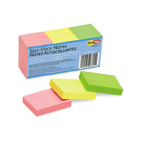 Self-stick Notes, 1 1-2 X 2, Neon, 12 100-sheet Pads-pack