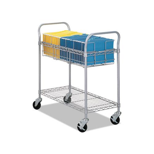 Wire Mail Cart, 600-lb Capacity, 18.75w X 39d X 38.5h, Metallic Gray