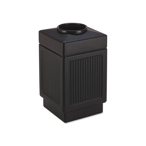 Canmeleon Top-open Receptacle, Square, Polyethylene, 38 Gal, Textured Black