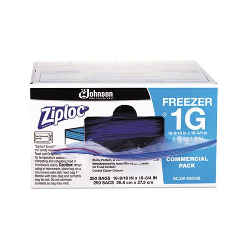 Double Zipper Freezer Bags, 1 Gal, 2.7 Mil, 10.56" X 10.75", Clear, 250-carton
