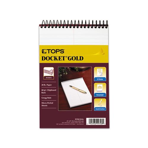 Docket Gold Steno Books, Gregg Rule, 6 X 9, White, 100 Sheets