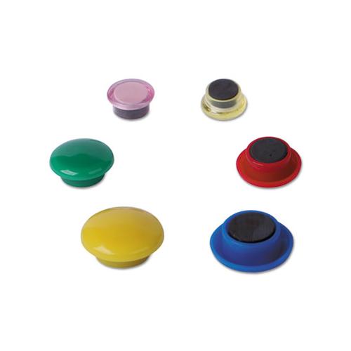Assorted Magnets, Plastic, 5-8" Dia, 1" Dia, 1 5-8" Dia, Asst Colors, 30-pack