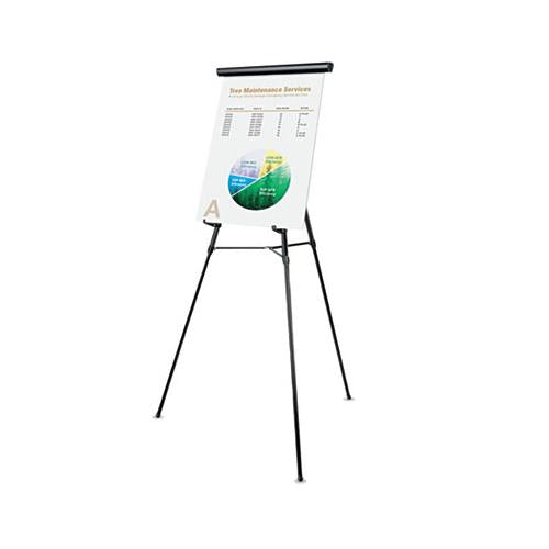 3-leg Telescoping Easel With Pad Retainer, Adjusts 34" To 64", Aluminum, Black