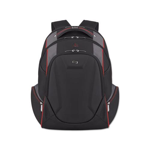 Launch Laptop Backpack, 17.3", 12 1-2 X 8 X 19 1-2, Black-gray-red