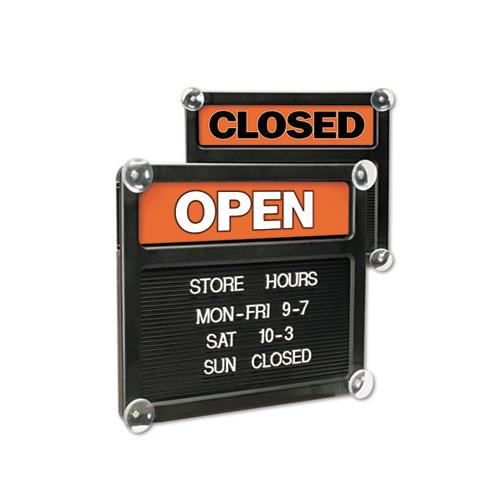 Double-sided Open-closed Sign W-plastic Push Characters, 14 3-8 X 12 3-8