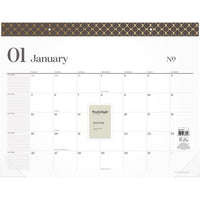 Workstyle Monthly Desk Pad Calendar, 21.75 X 17, White Sheets, Brown/gold Headband, Clear Corners, 12-month (jan-dec): 2025