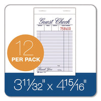 One-part Guest Check Pad, One-part (no Copies), 3.35 X 4.94, 100 Forms/pad, 12 Pads/pack