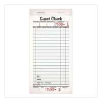 One-part Guest Check Pad With Perforated Stub, One-part (no Copies), 3.4 X 6.25, 50 Forms/pad, 10 Pads/pack