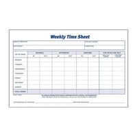 Time Sheets, One Part (no Copies), 8.5 X 5.5, 100 Forms/pad, 2 Pads/pack