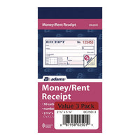 Money/rent Receipt Book, Two-part Carbonless, 4.88 X 2.75, 50 Receipts/book, 3 Books/pack