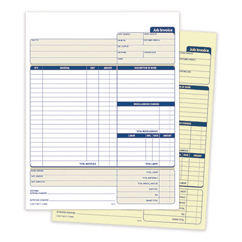 Multipart Job Invoice Forms, Two-part Carbonless, 8.5 X 10.94, 100 For ...