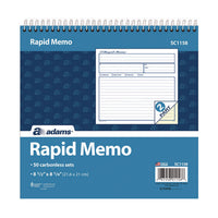 Rapid Memo Pad, Two-part Carbonless, 8.5 X 7.75, 50 Forms Total