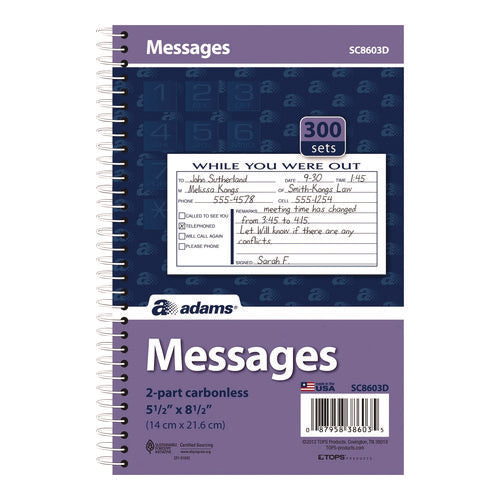 While You Were Out Messages Book, Two-part Carbonless, 5 X 2.83, 3 Forms/sheet, 300 Forms Total