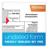 1099-nec + 1096 Tax Form Kit With E-file Code, Inkjet/laser, Five-part Carbonless, 8.5 X 3.67, 3 Forms/sheet, 50 Forms Total