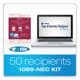 1099-nec + 1096 Tax Form Kit With E-file Code, Inkjet/laser, Five-part Carbonless, 8.5 X 3.67, 3 Forms/sheet, 50 Forms Total