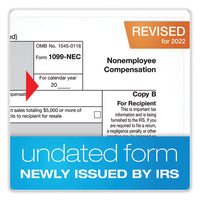 1099-nec + 1096 Tax Form Bundle, Inkjet/laser, Five-part Carbonless, 8.5 X 3.67, 3 Forms/sheet, 24 Forms Total