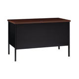 Single Pedestal Steel Desk, 45.5" X 24" X 29.5", Mocha/black, Black Legs