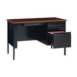 Single Pedestal Steel Desk, 45.5" X 24" X 29.5", Mocha/black, Black Legs