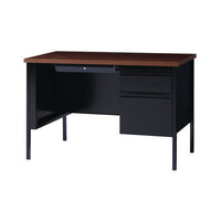Single Pedestal Steel Desk, 45.5" X 24" X 29.5", Mocha/black, Black Legs