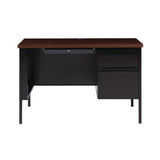 Single Pedestal Steel Desk, 45.5" X 24" X 29.5", Mocha/black, Black Legs