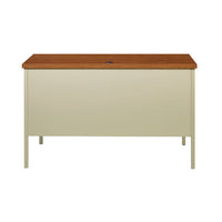 Double Pedestal Steel Desk, 60" X 30" X 29.5", Cherry/putty, Putty Legs