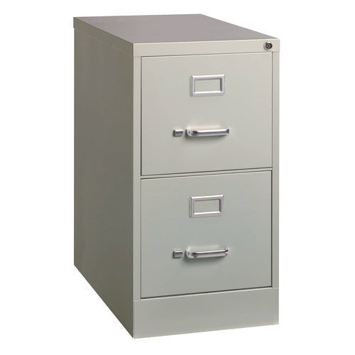 Two-drawer Economy Vertical File, 2 Letter-size File Drawers, Light Gray, 15" X 25" X 28.38"