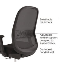 Kempton Fabric Mesh Task Stool, Supports Up To 275 Lb, 26.57 To 33.62 Seat Height, Black Seat, Black Back, Black Base