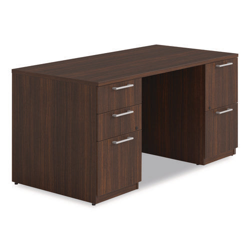 Alera Seville Series Double Pedestal Desk, 60" X 30" X 29", Mahogany