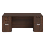 Alera Seville Series Double Pedestal Desk, 72" X 36" X 29", Mahogany