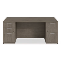 Alera Seville Series Double Pedestal Desk, 72" X 36" X 29", Walnut