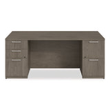 Alera Seville Series Double Pedestal Desk, 72" X 36" X 29", Walnut
