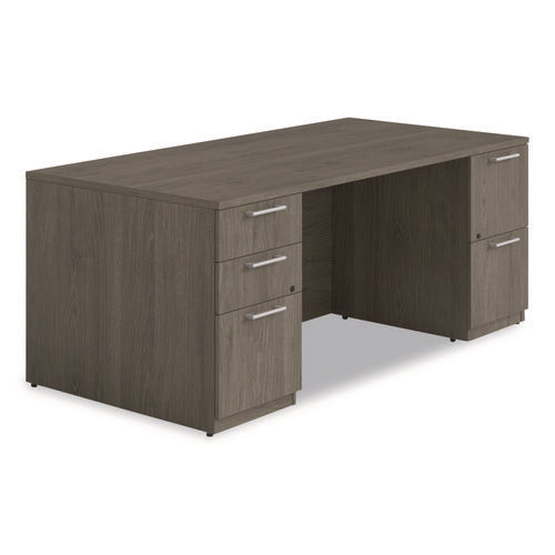Alera Seville Series Double Pedestal Desk, 72" X 36" X 29", Walnut