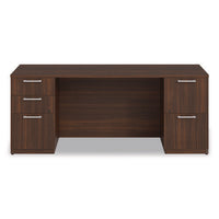 Alera Seville Series Double Pedestal Credenza, 72w X 24d X 29h, Mahogany