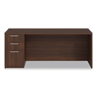 Alera Seville Series Credenza With Pedestal, Left Pedestal, 72w X 24d X 29h, Mahogany
