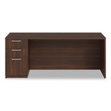 Alera Seville Series Credenza With Pedestal, Left Pedestal, 72w X 24d X 29h, Mahogany
