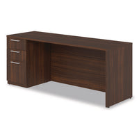 Alera Seville Series Credenza With Pedestal, Left Pedestal, 72w X 24d X 29h, Mahogany