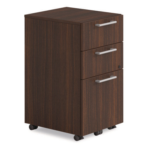 Alera Seville Series Mobile Pedestal, Left/right, 3-drawer: Box/box/file, Legal, Mahogany, 15" X 18" X 27"