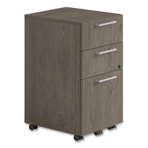 Alera Seville Series Mobile Pedestal, Left/right, 3-drawer: Box/box/file, Legal, Walnut, 15" X 18" X 27"