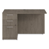 Seville Desk Return With Pedestal, Left, 48" X 24" X 29", Walnut