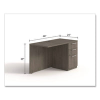 Seville Desk Return With Pedestal, Right, 48" X 24" X 29", Walnut