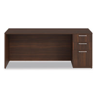 Alera Seville Series Credenza With Pedestal, Right Pedestal, 72w X 24d X 29h, Mahogany