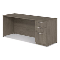Alera Seville Series Credenza With Pedestal, Right Pedestal, 72w X 24d X 29h, Walnut