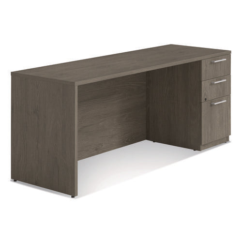 Alera Seville Series Credenza With Pedestal, Right Pedestal, 72w X 24d X 29h, Walnut