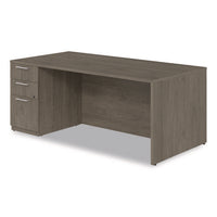 Alera Seville Series Single Pedestal Desk, Left Pedestal, 72" X 36" X 29", Walnut