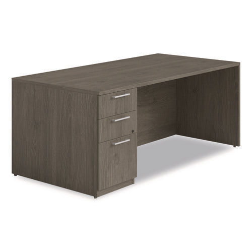 Alera Seville Series Single Pedestal Desk, Left Pedestal, 72" X 36" X 29", Walnut