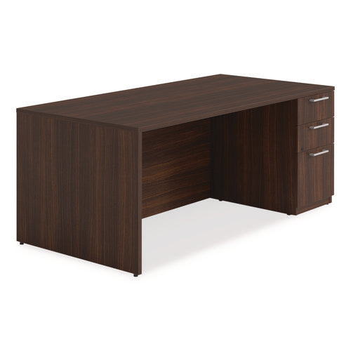 Alera Seville Series Single Pedestal Desk, Right Pedestal, 72" X 36" X 29", Mahogany