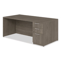 Alera Seville Series Single Pedestal Desk, Right Pedestal, 72" X 36" X 29", Walnut