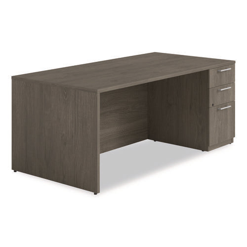 Alera Seville Series Single Pedestal Desk, Right Pedestal, 72" X 36" X 29", Walnut